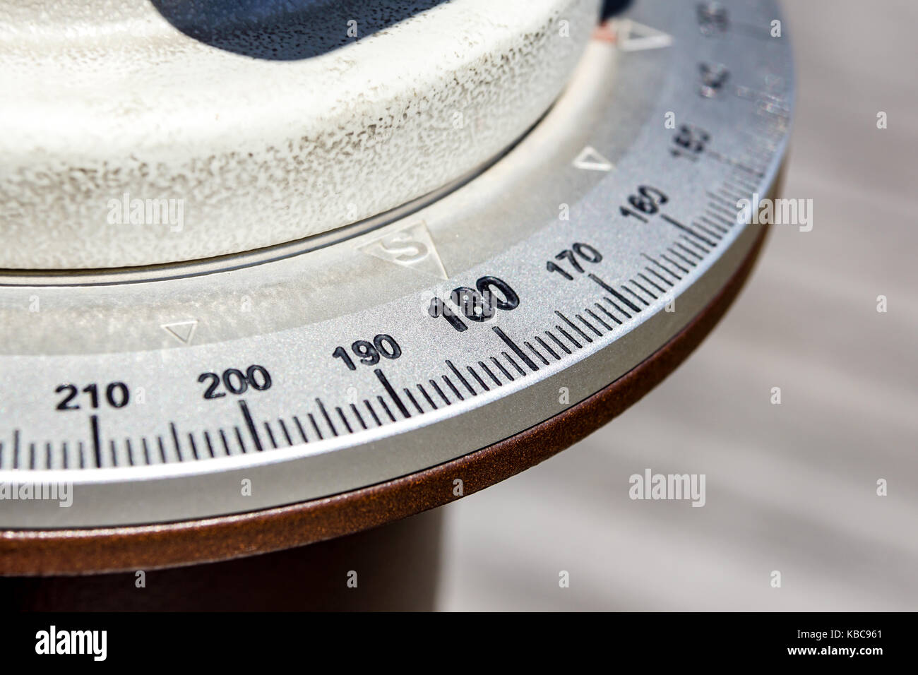 close up at numbers on compass and set of rulers Stock Photo