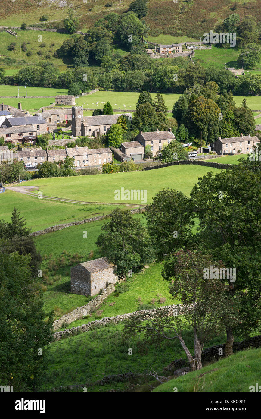 The village of Muker in Upper Swaledale, North Yorkshire, England. Stock Photo