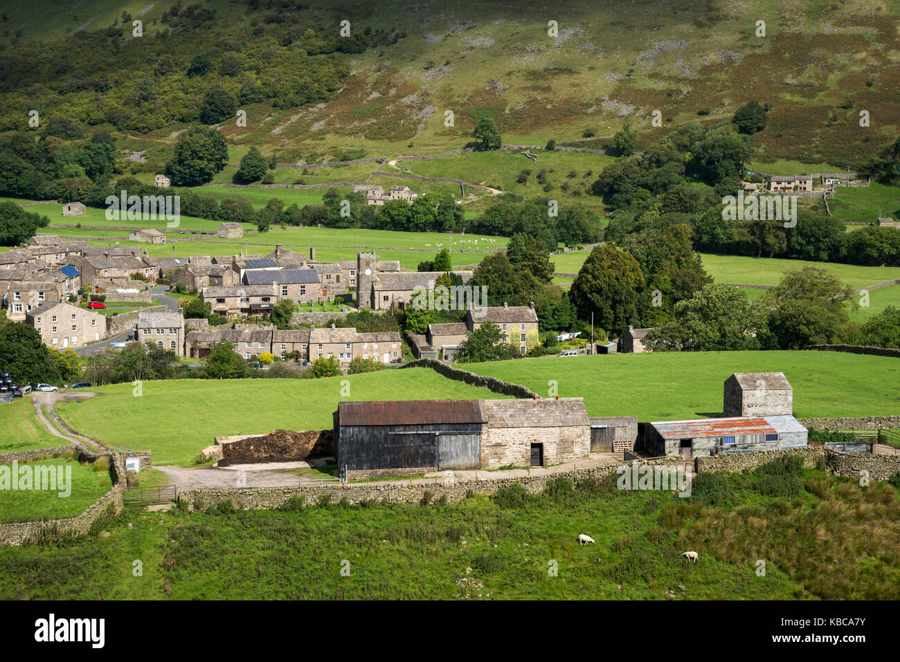 The beautiful village of Muker in Swaledale, Yorkshire Dales, England. Stock Photo