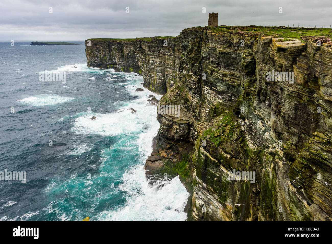 High above the cliffs, the Kitchener Memorial, Orkney Islands, Scotland, United Kingdom, Europe Stock Photo