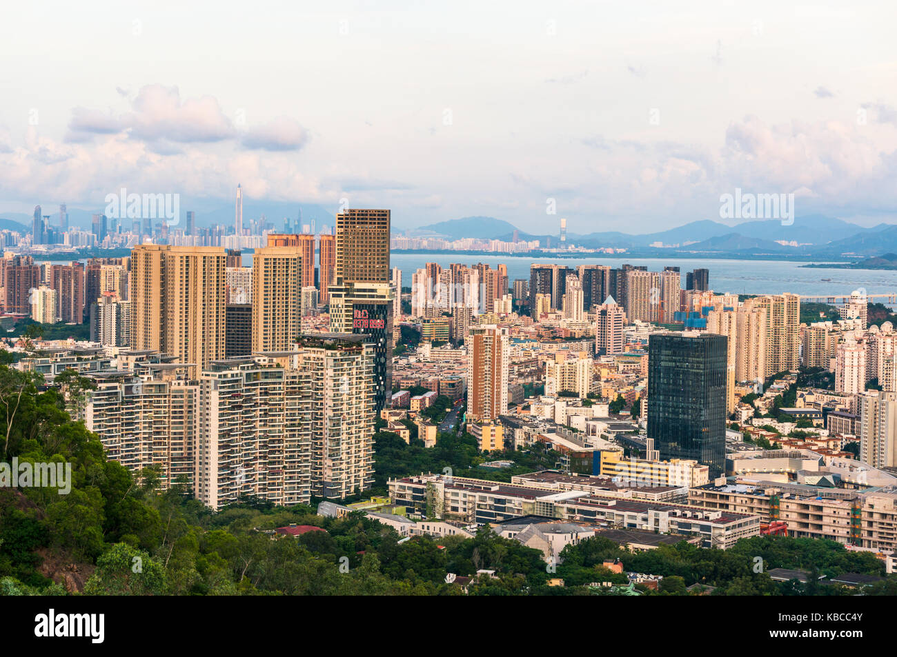 Nanshan District of Shenzhen China with Shenzhen city center in the