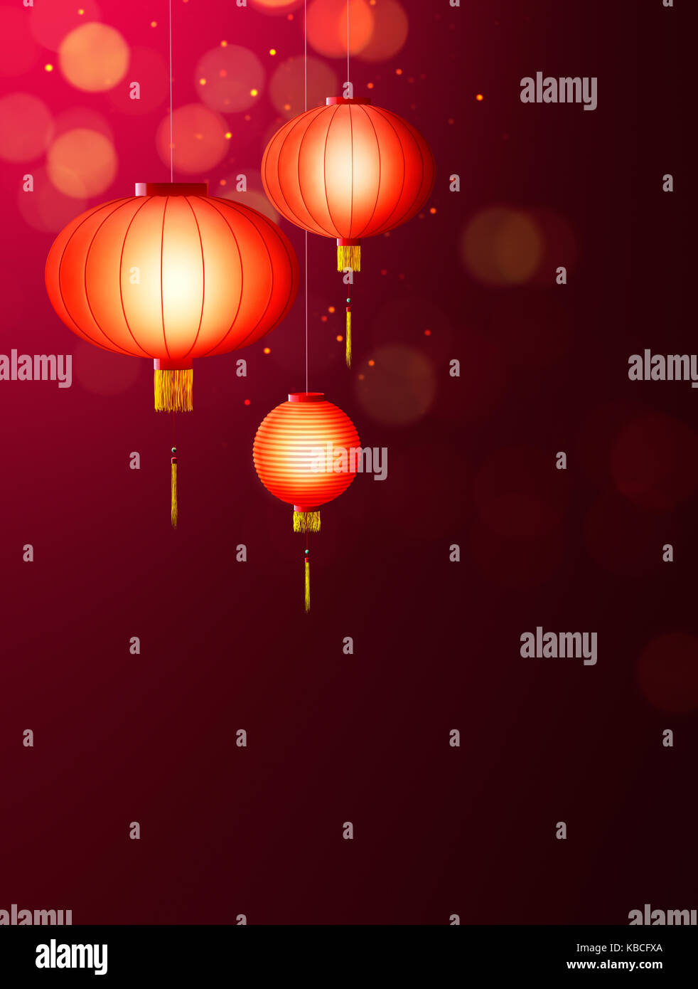 Chinese New Year - Hanging Chinese lanterns Stock Photo