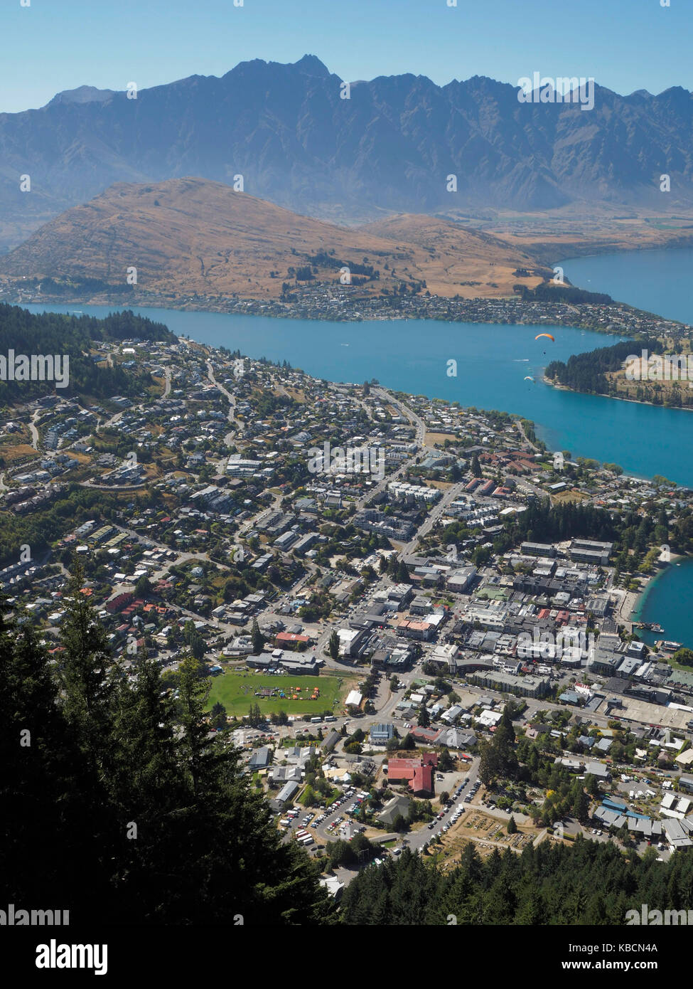 Lake Wakatipu and The Remarkables in Queenstown, New Zealand Stock Photo