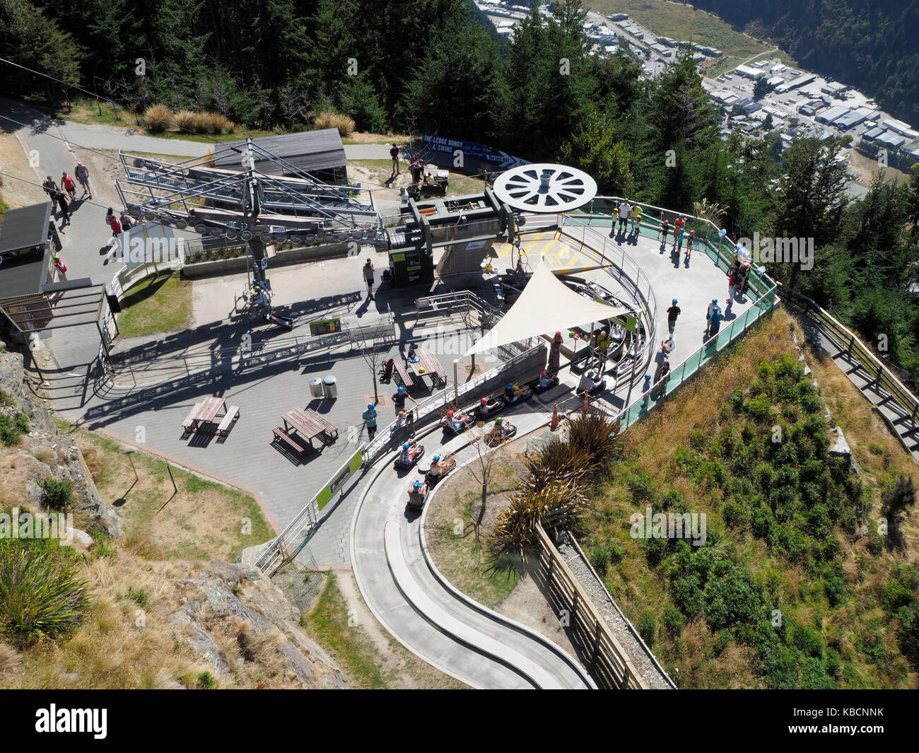 Liftchair pulley and Luge in Queenstown, New Zealand Stock Photo