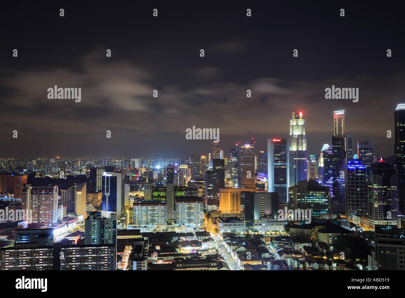 cityscape view of Singapore city at night Stock Photo - Alamy