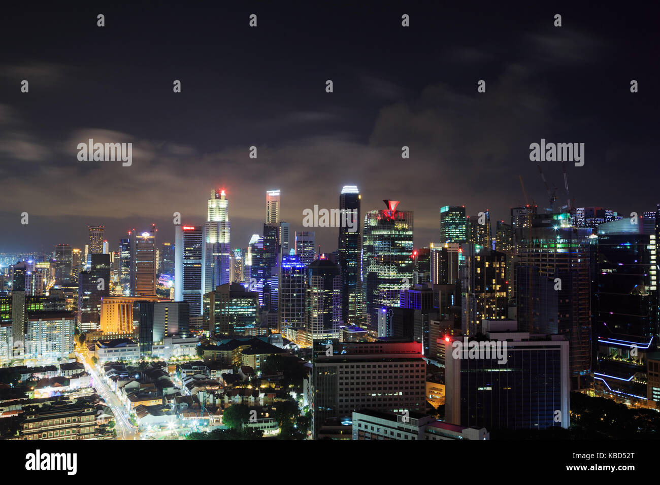 cityscape view of Singapore city at night Stock Photo - Alamy
