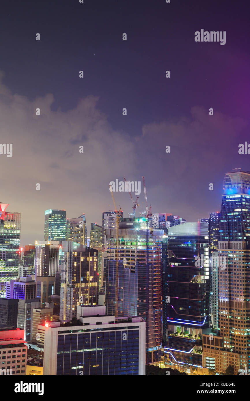 cityscape view of Singapore city at night Stock Photo - Alamy