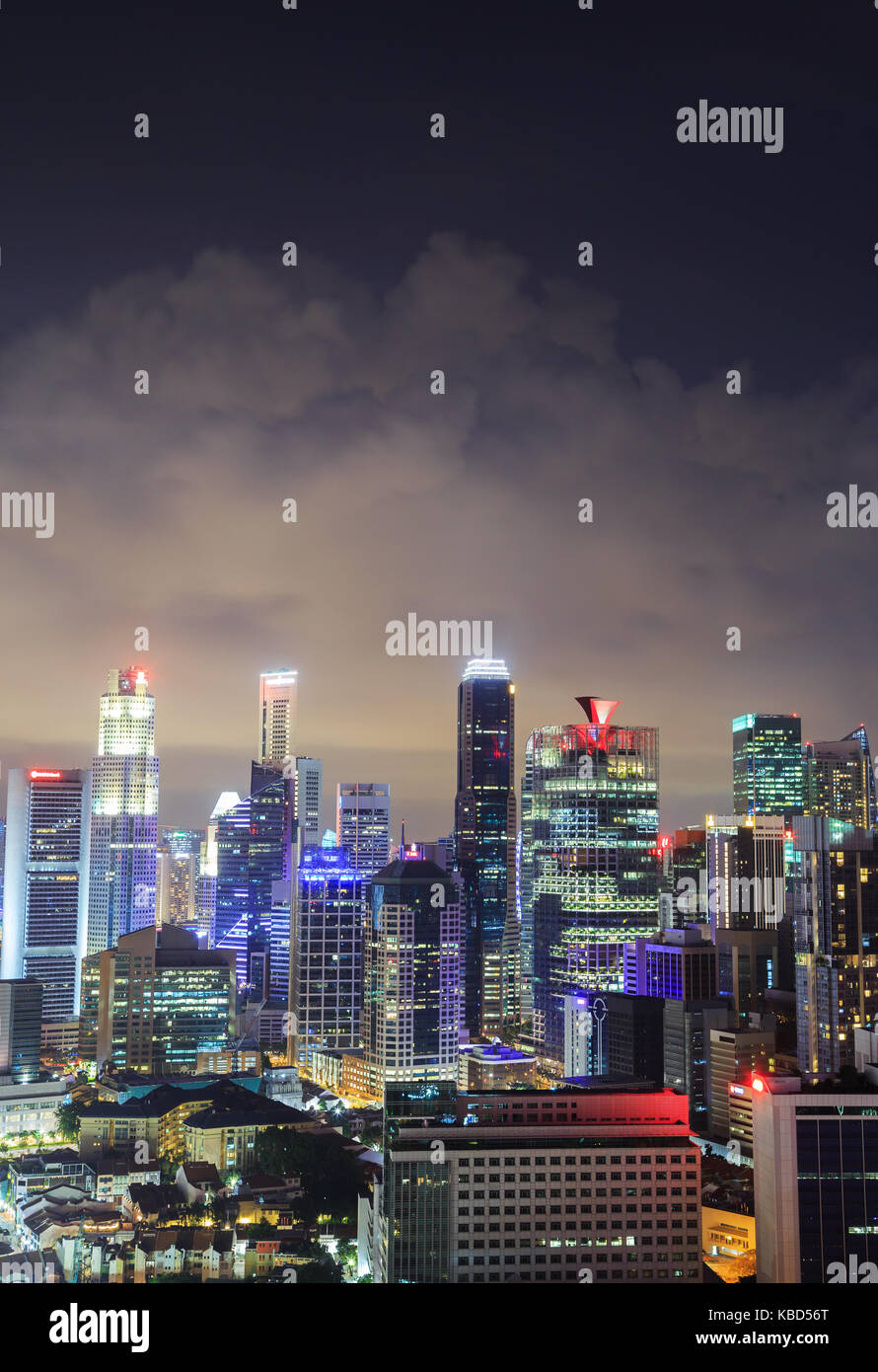 cityscape view of Singapore city at night Stock Photo - Alamy