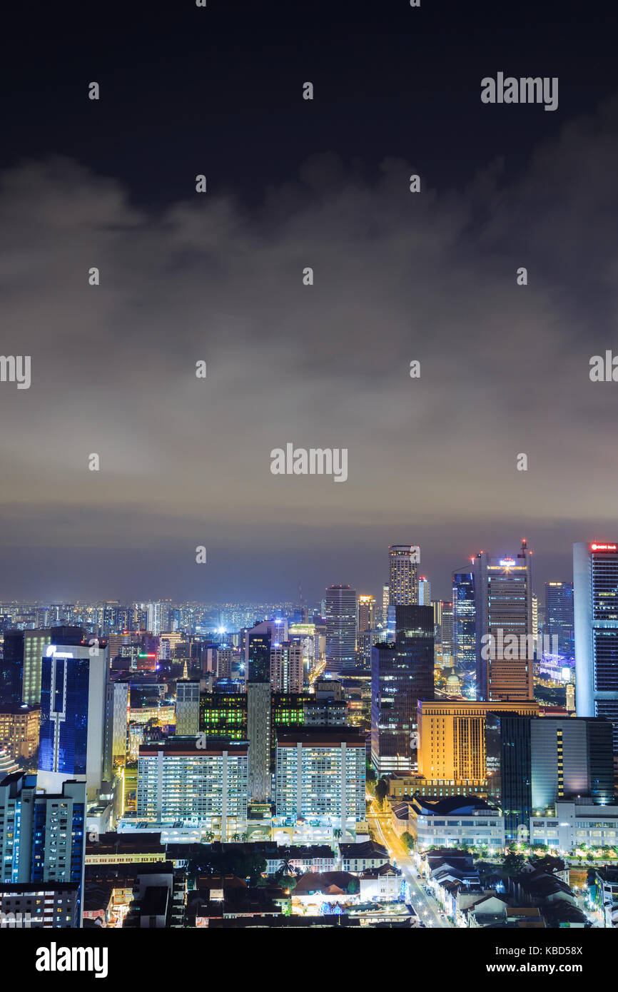 cityscape view of Singapore city at night Stock Photo - Alamy