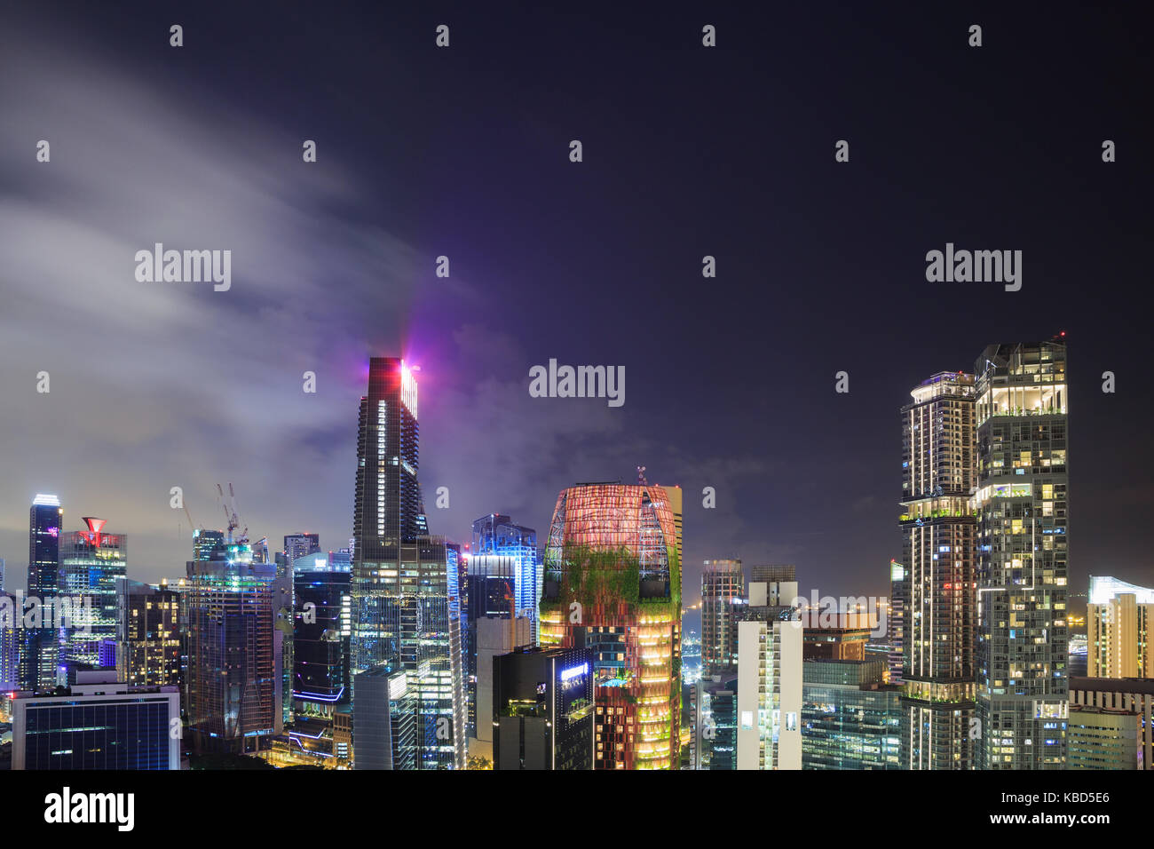 cityscape view of Singapore city at night Stock Photo - Alamy