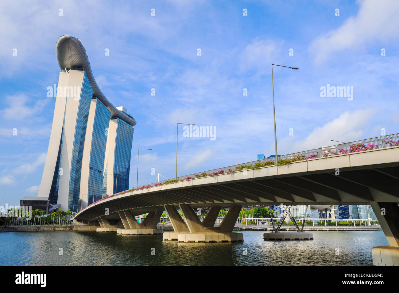 view of road bridge in marina bay, Singapore Stock Photo