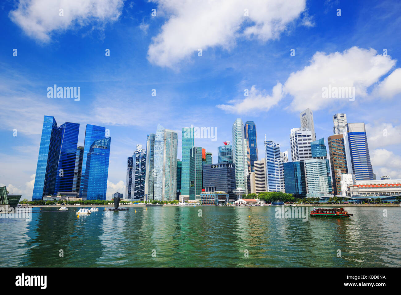 central business district building of Singapore city with blue sky Stock Photo
