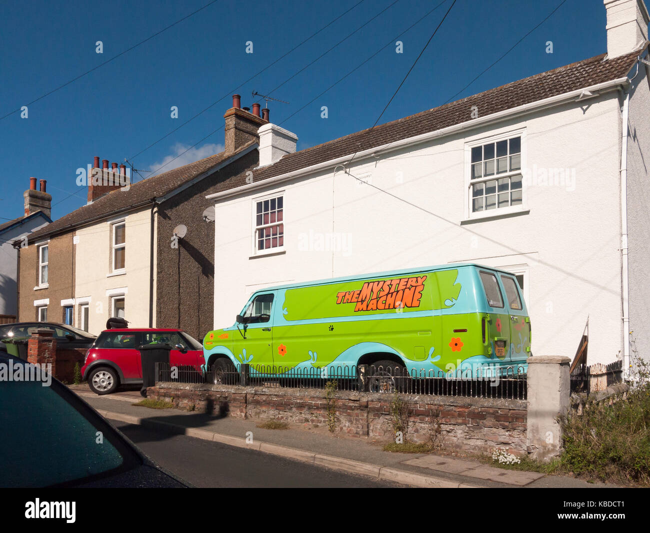 parked van outside house from scooby doo the mystery machine; essex; england; UK Stock Photo