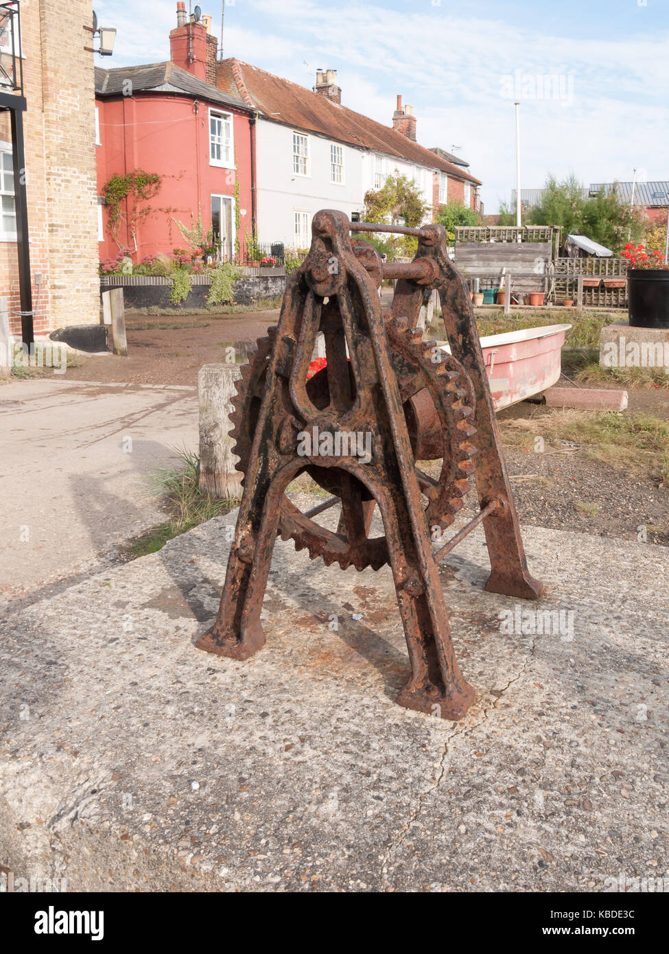 rusty metal old sea dock structure outside; Essex; England; UK Stock Photo
