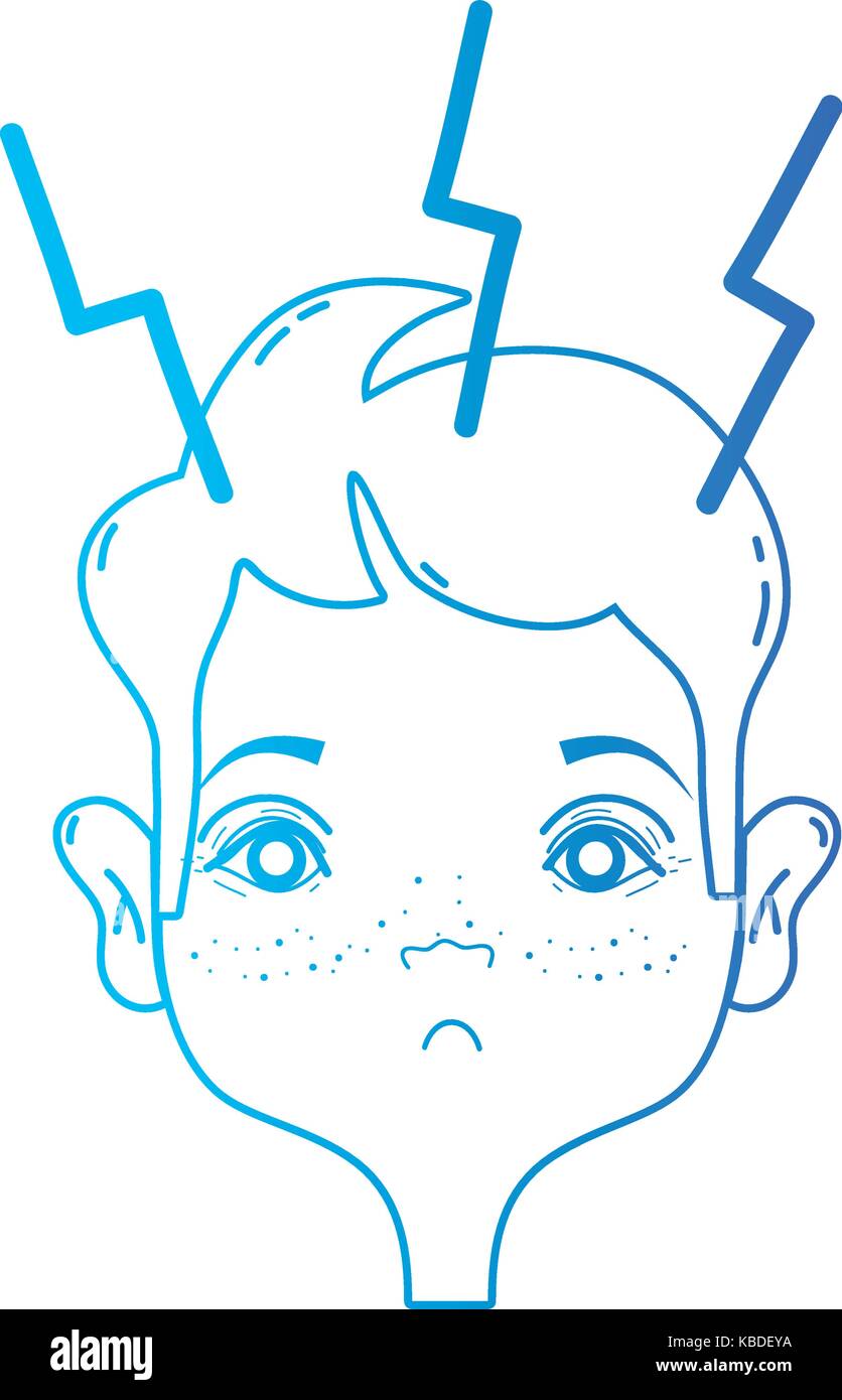 line man with headache sickness to stress problem Stock Vector Image ...