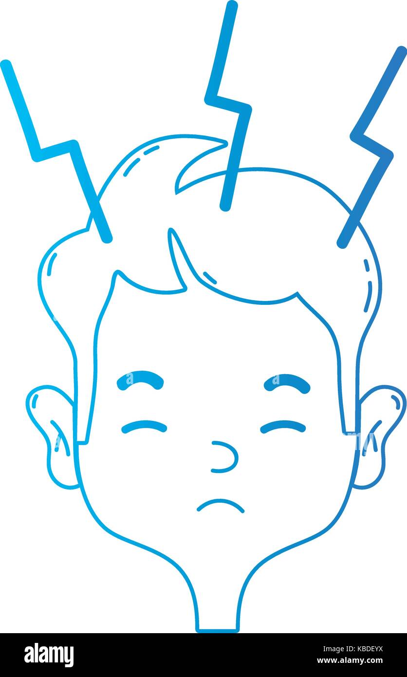 line man with headache sickness to stress problem Stock Vector Image ...