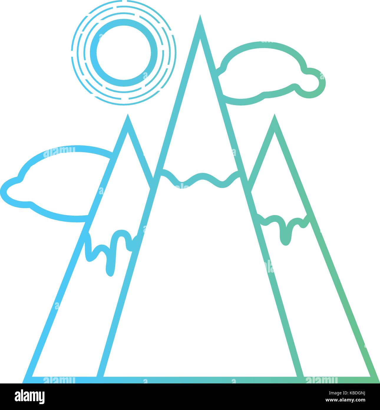 line snowy mountains with clouds and sun Stock Vector Image & Art - Alamy