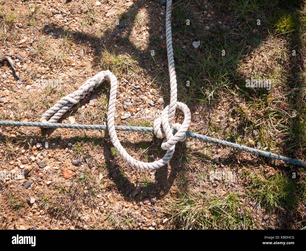 sailing rope on the floor tied up knot; essex; england; UK Stock Photo ...
