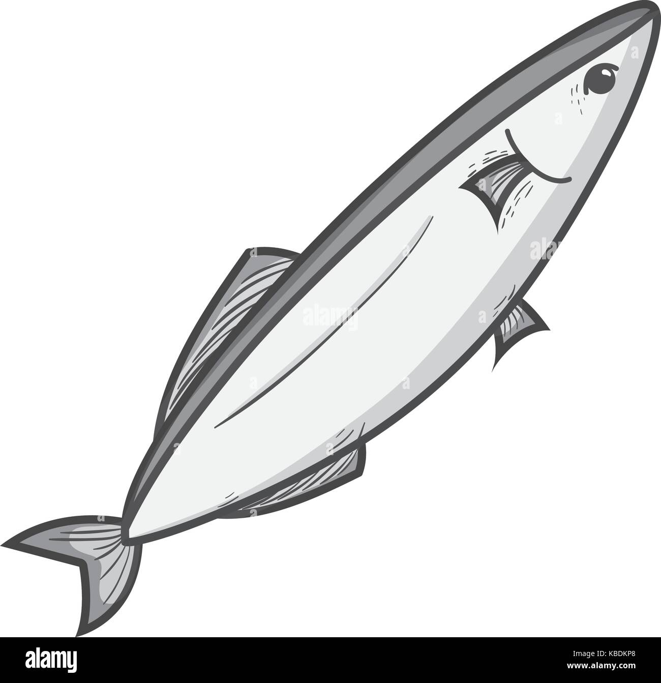 grayscale delicious seafood fish with natural nutrition Stock Vector ...