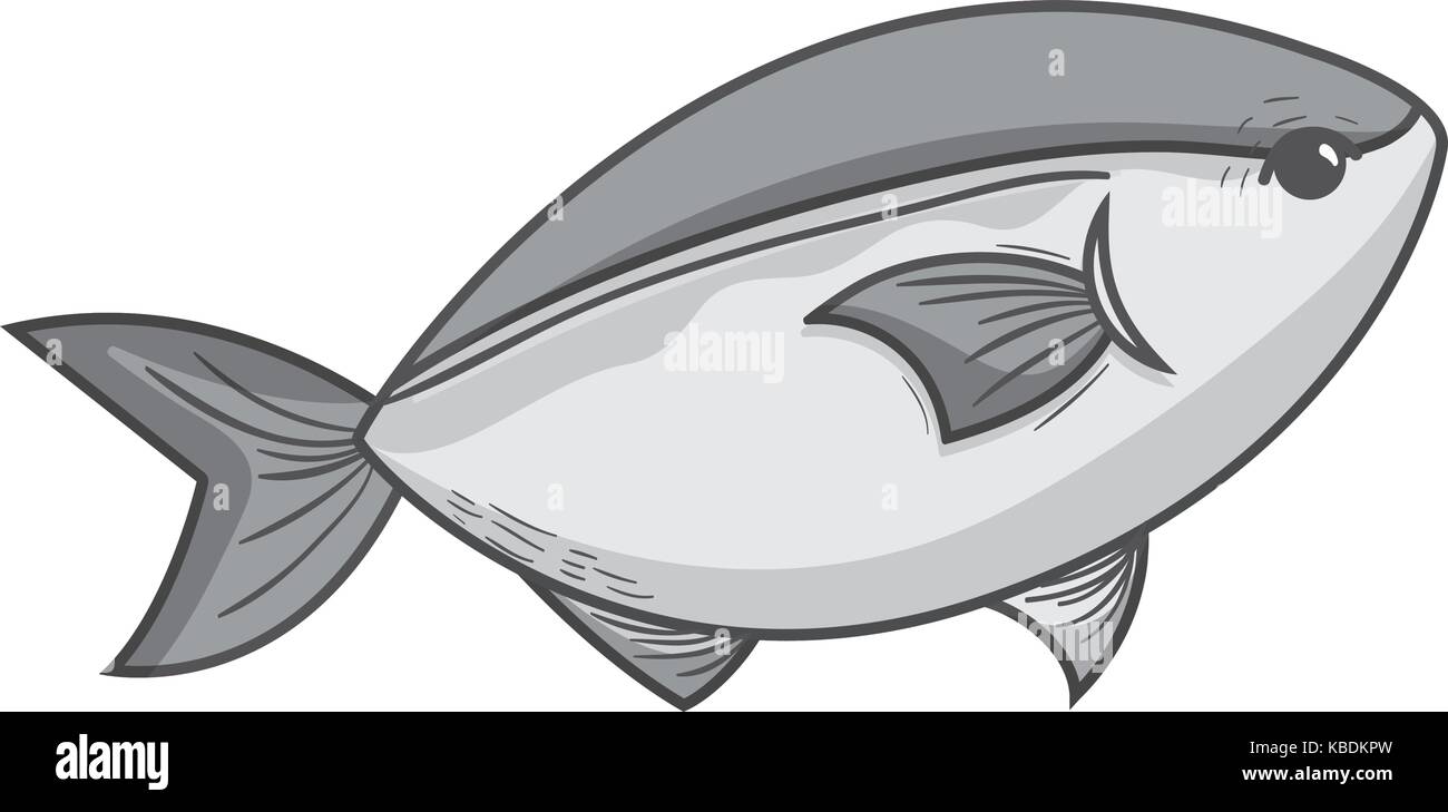 grayscale delicious seafood fish with natural nutrition Stock Vector ...