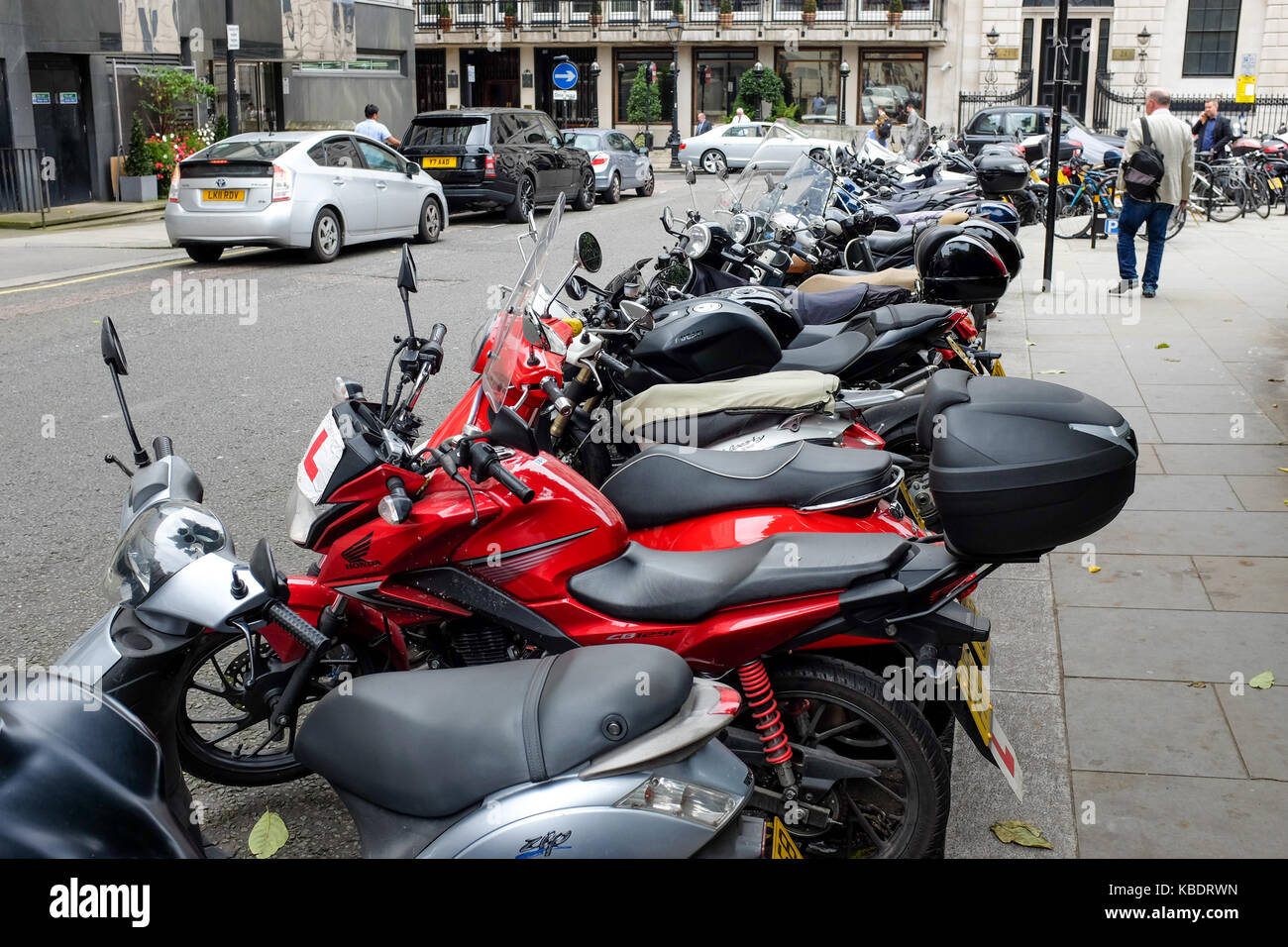 Motorcycles parked in central London, England Stock Photo Alamy