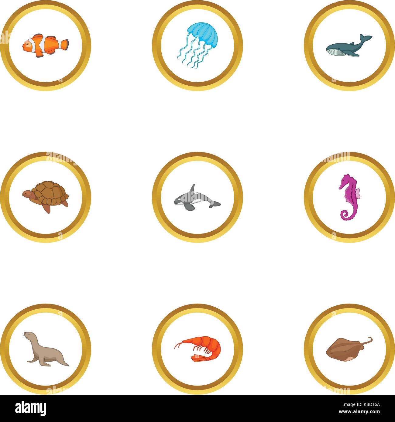 Marine fauna icons set, cartoon style Stock Vector Image & Art - Alamy