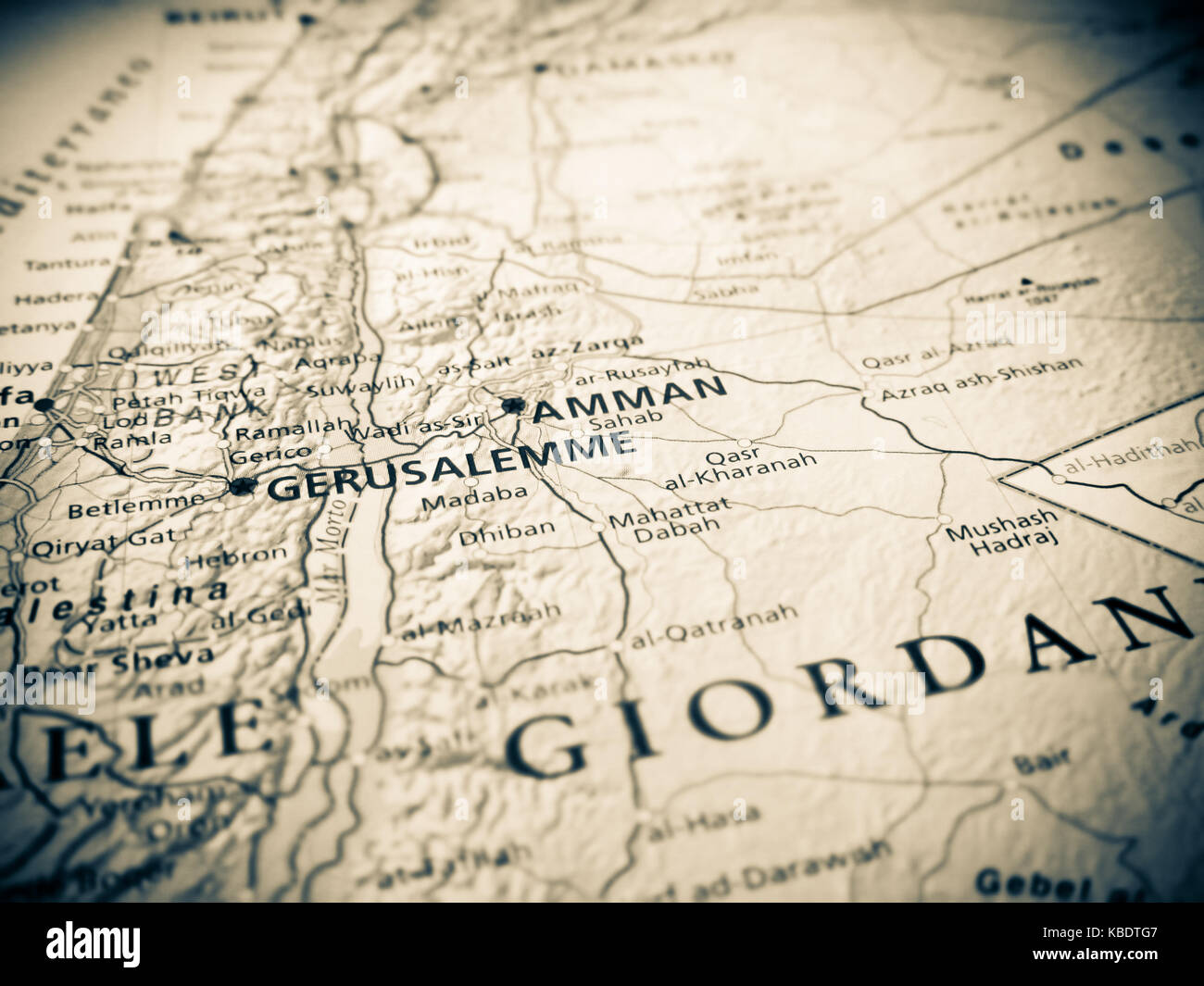 Jerusalem on a  geographical map Stock Photo