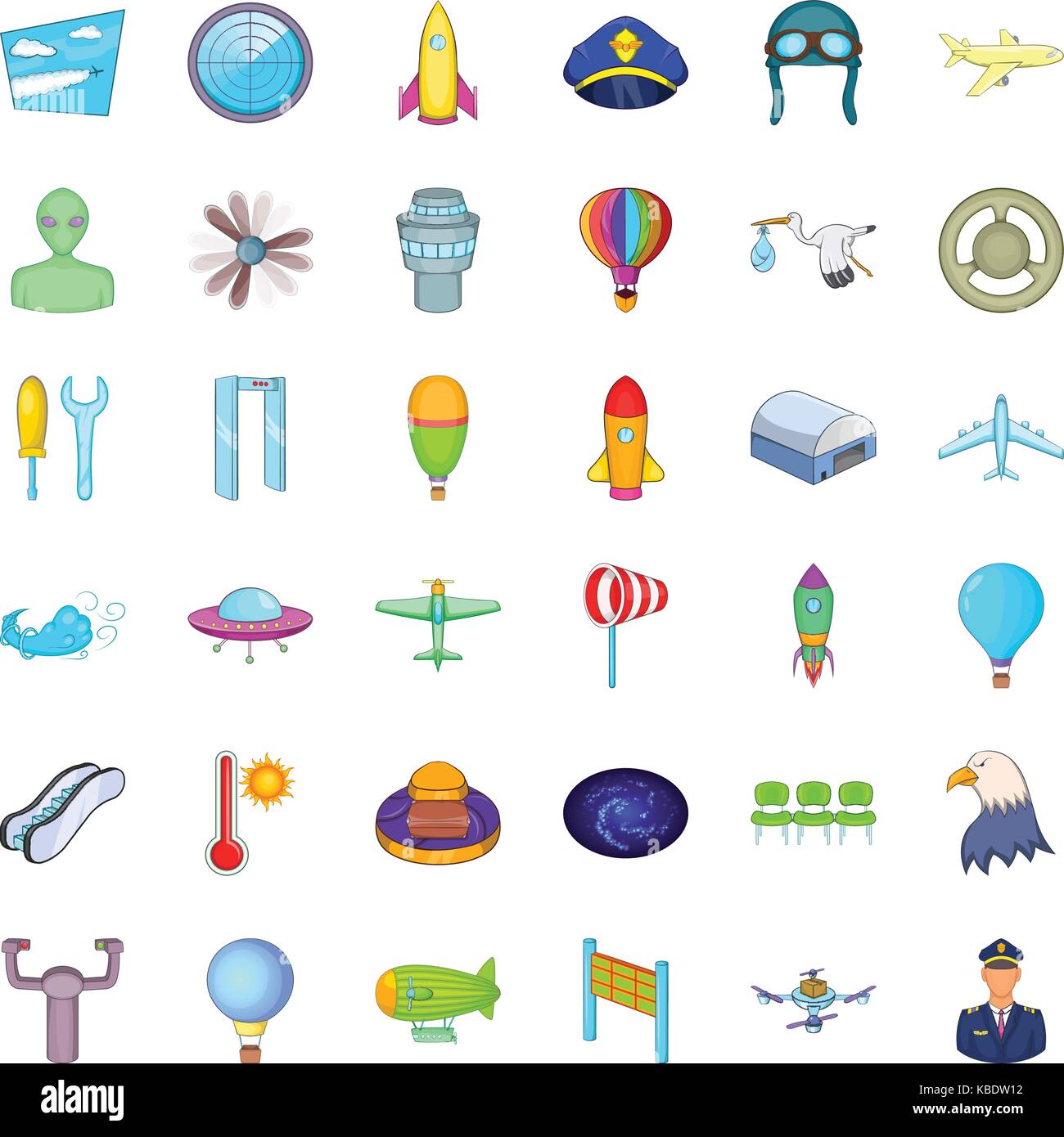 Airplane icons set, cartoon style Stock Vector Image & Art - Alamy