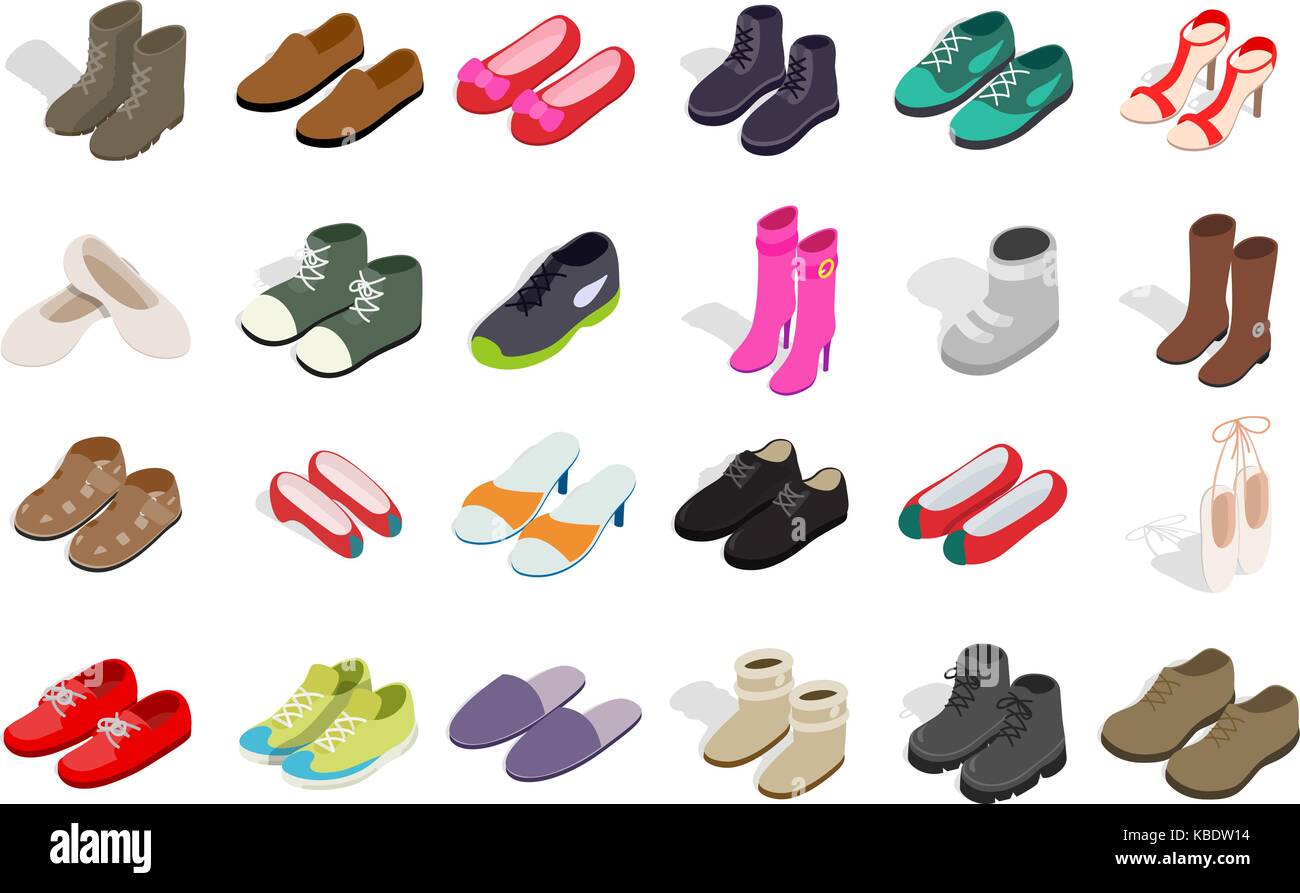 Man and woman shoes icon set, isometric style Stock Vector Image & Art ...