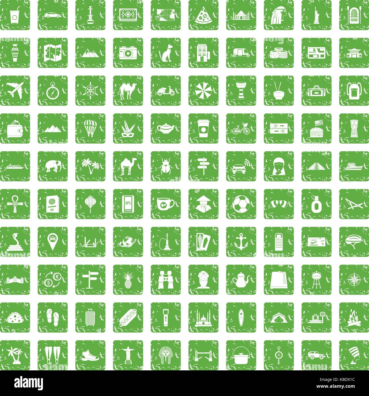100 tourism icons set grunge green Stock Vector Image & Art - Alamy
