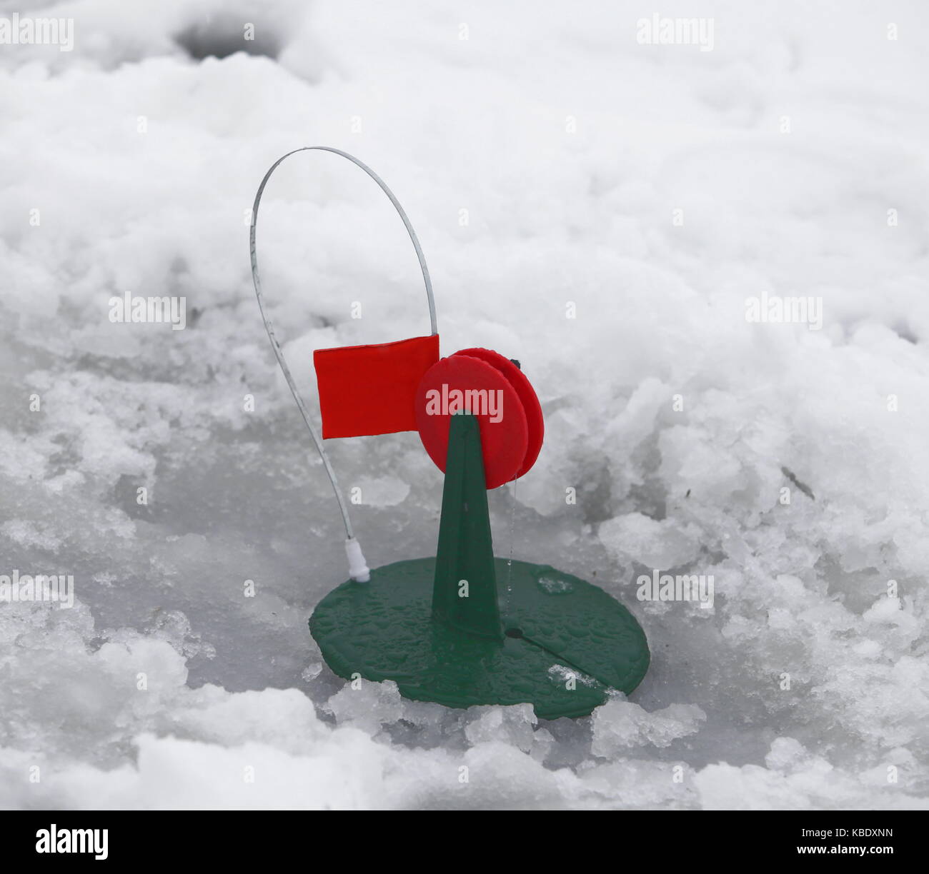 Fishing tackle for ice fishing for pike on live bait in winter Stock Photo  - Alamy