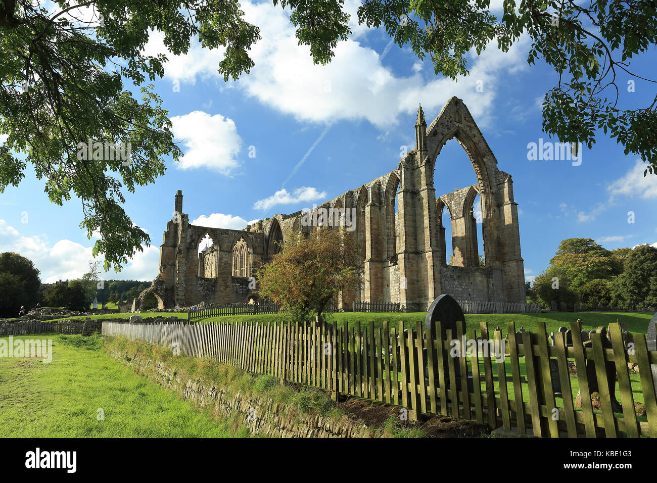 Bolton Abbey (aka Bolton Priory) a ruined abbey in the Yorkshire Dales, North Yorkshire, England Stock Photo