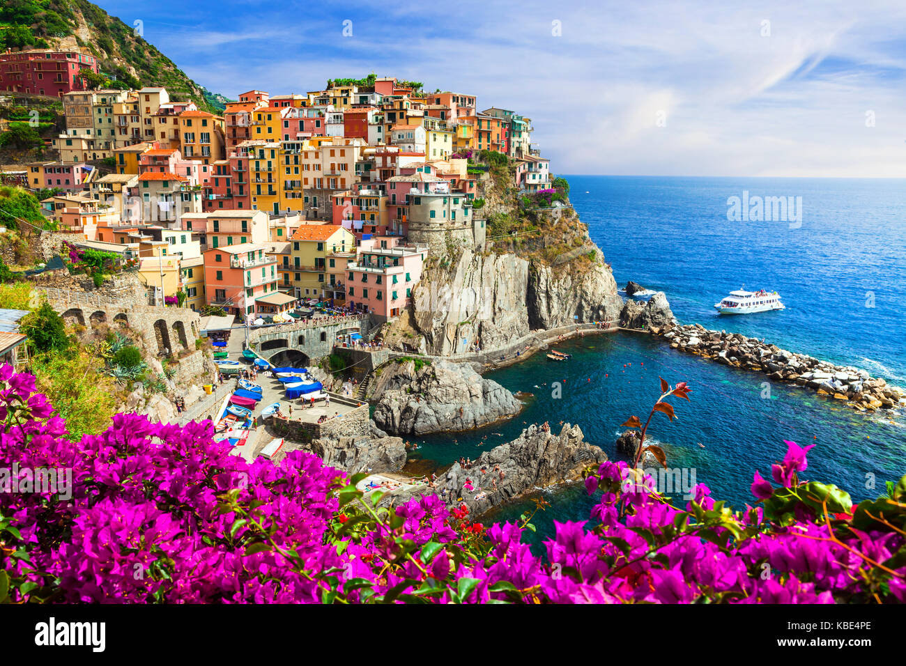 Beautiful Manarola village,Cinque Terre,Liguria,Italy. Stock Photo