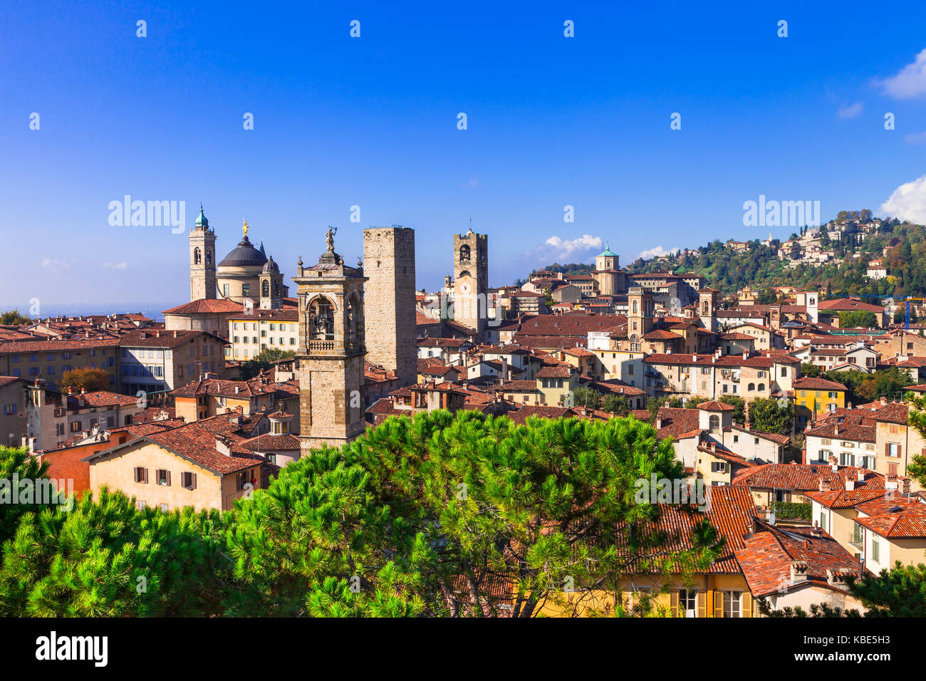 Old Bergamo medieval town,Lombardia,panoramic view,Italy. Stock Photo