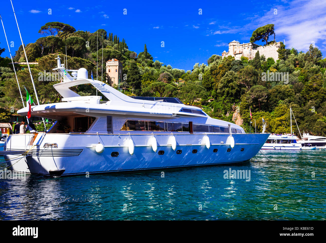 Luxury holidays in Yacht,Portofino,Italy. Stock Photo