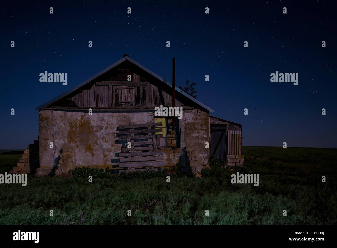 Night Landscape With Abandoned Spooky House Stock Photo 161972066