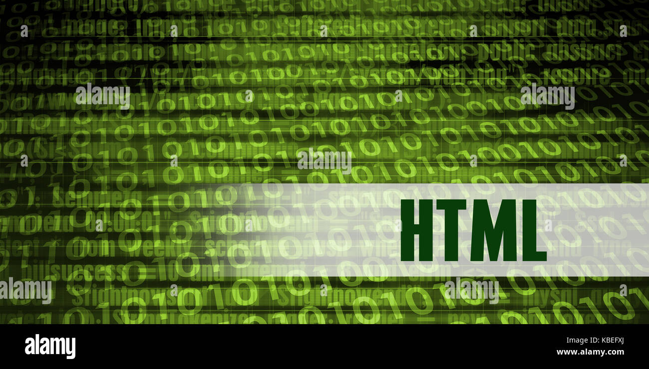 Html Coding Language with Green Binary Background Stock Photo - Alamy