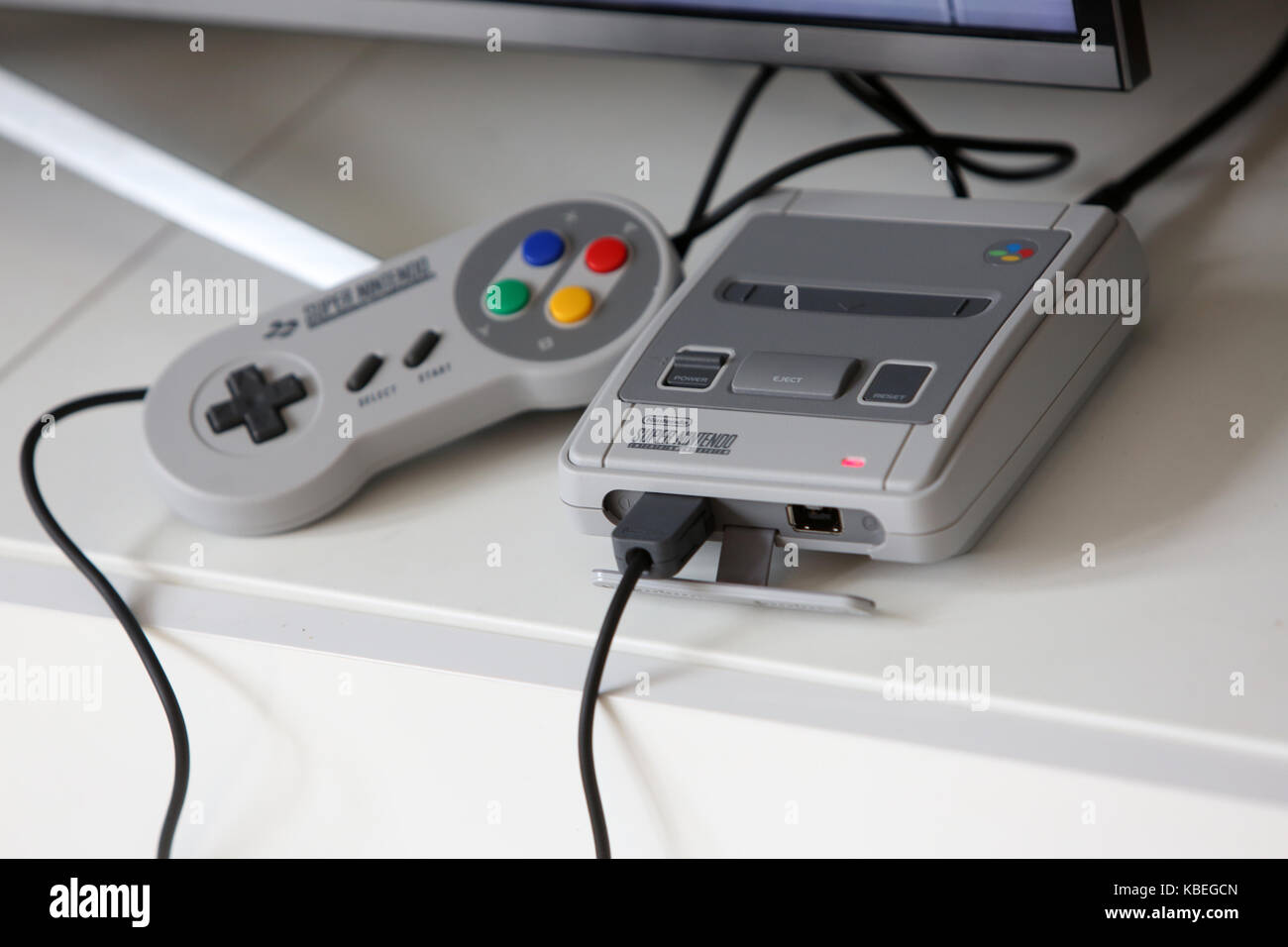 The new Nintendo SNES Mini, (Super Nintendo Entertainment System) pictured  at a home in Chichester, West Sussex, UK Stock Photo - Alamy