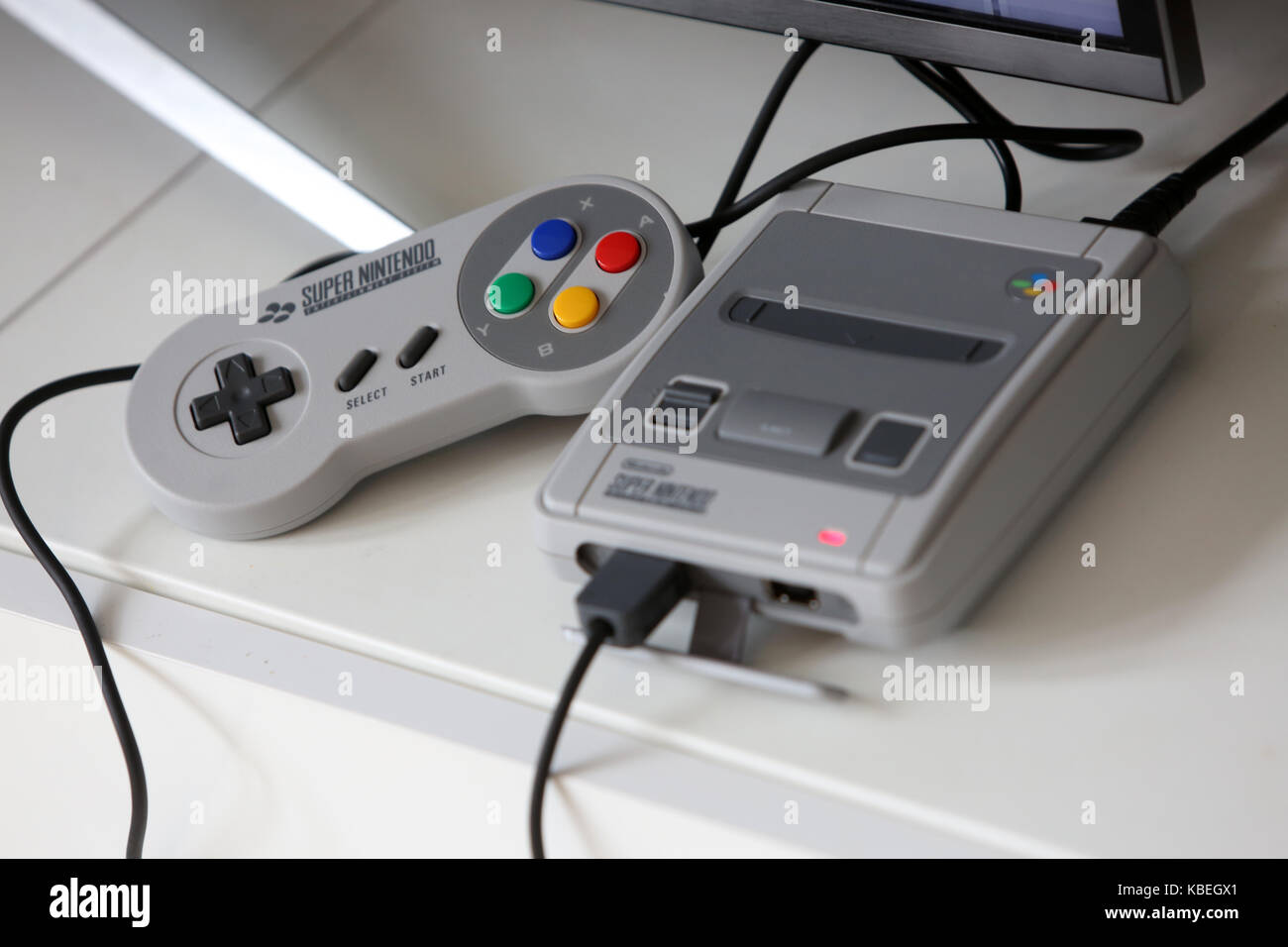 The new Nintendo SNES Mini, (Super Nintendo Entertainment System) pictured  at a home in Chichester, West Sussex, UK Stock Photo - Alamy