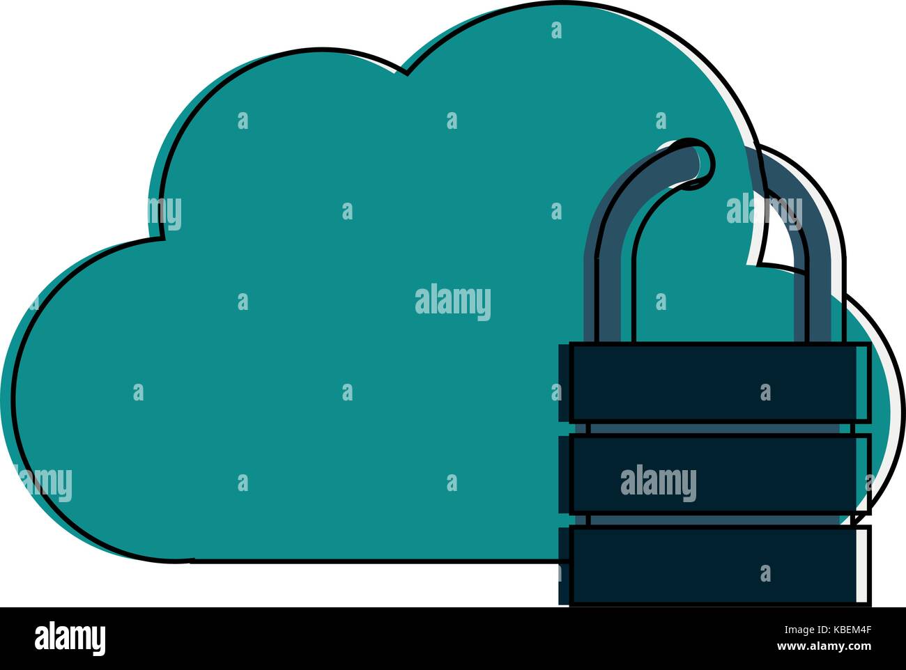 cloud storage with safety lock icon image Stock Vector Image & Art - Alamy