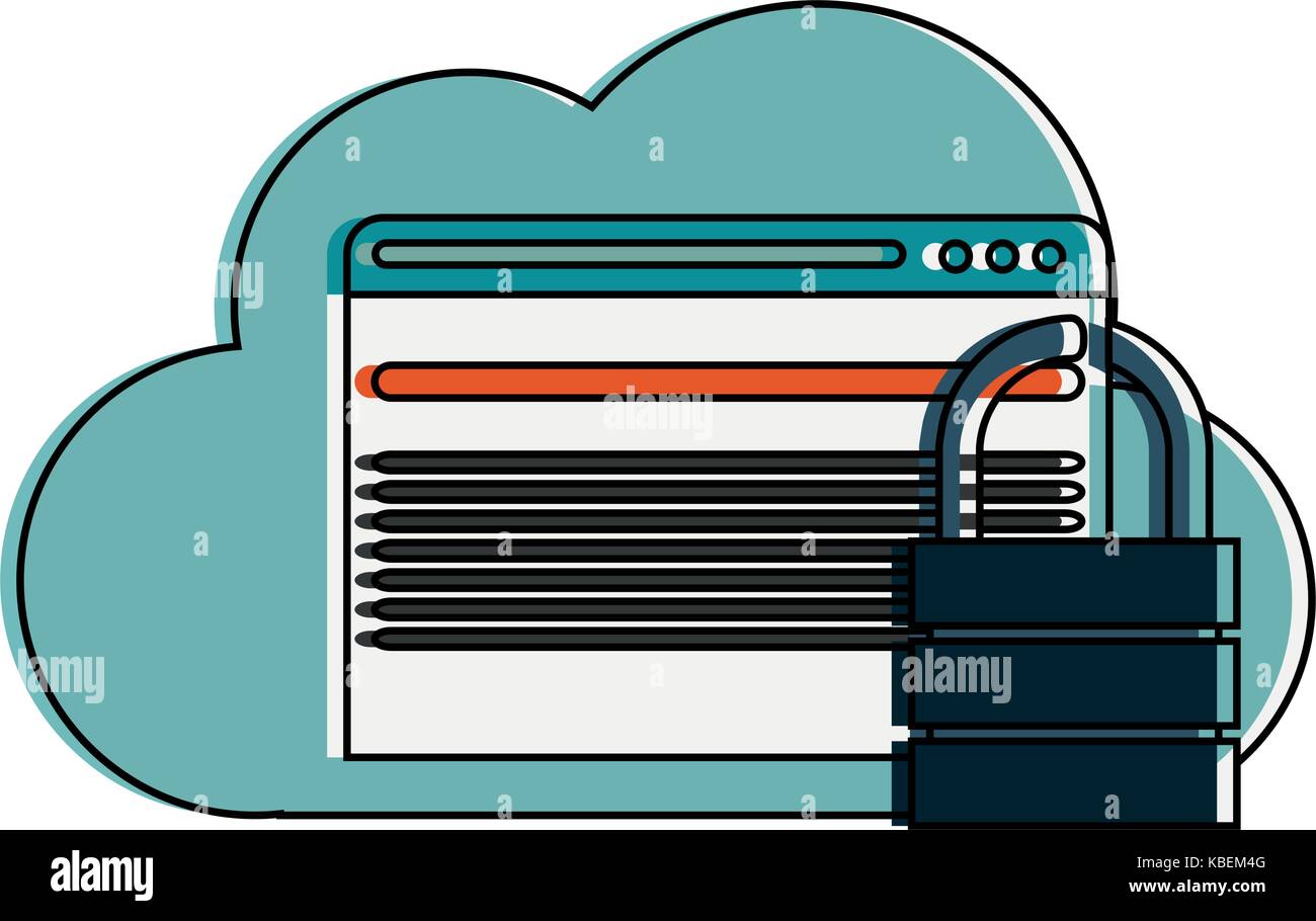 cloud storage with safety lock icon image Stock Vector Image & Art - Alamy