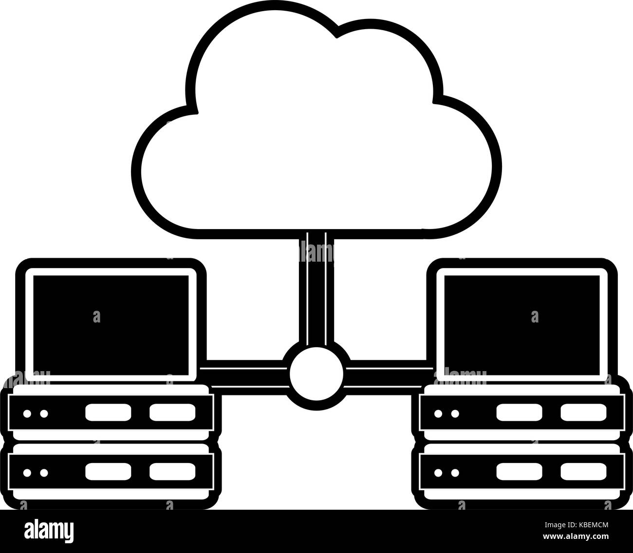cloud storage with servers and computer icon image Stock Vector Image ...