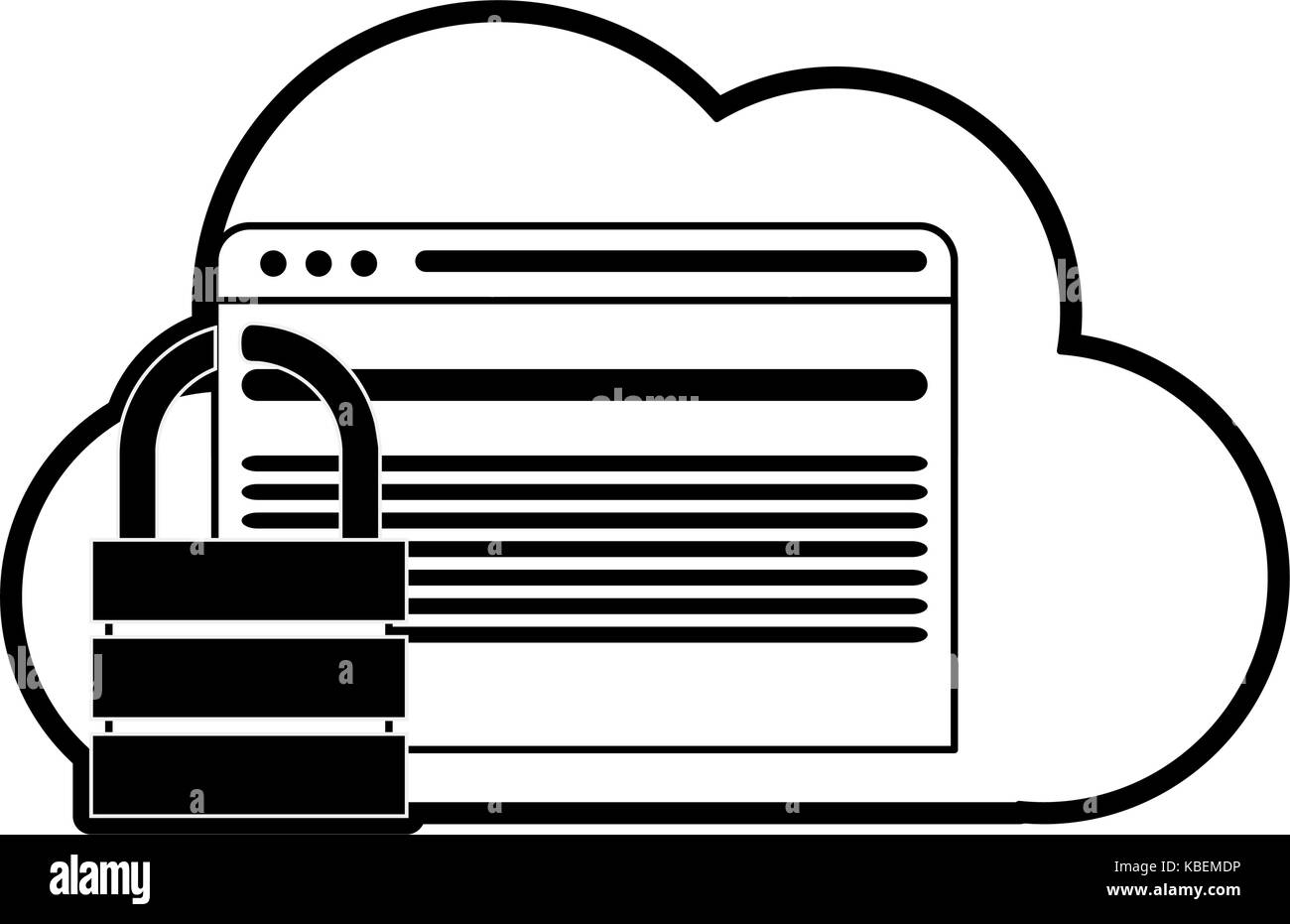 cloud storage with safety lock icon image Stock Vector Image & Art - Alamy