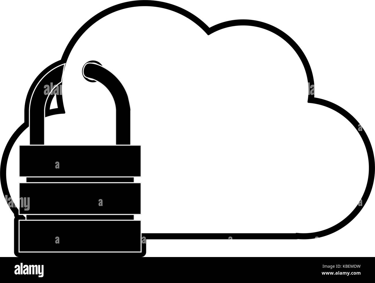 cloud storage with safety lock icon image Stock Vector Image & Art - Alamy