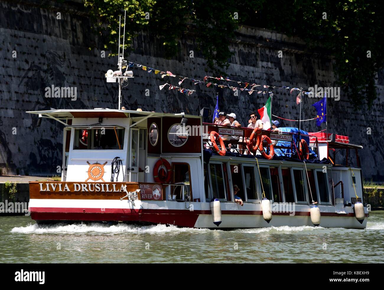 The sightseeing boat 'Livia Drusilla' on the Tiber river in Rome (Italy), 18 July 2017. | usage worldwide Stock Photo