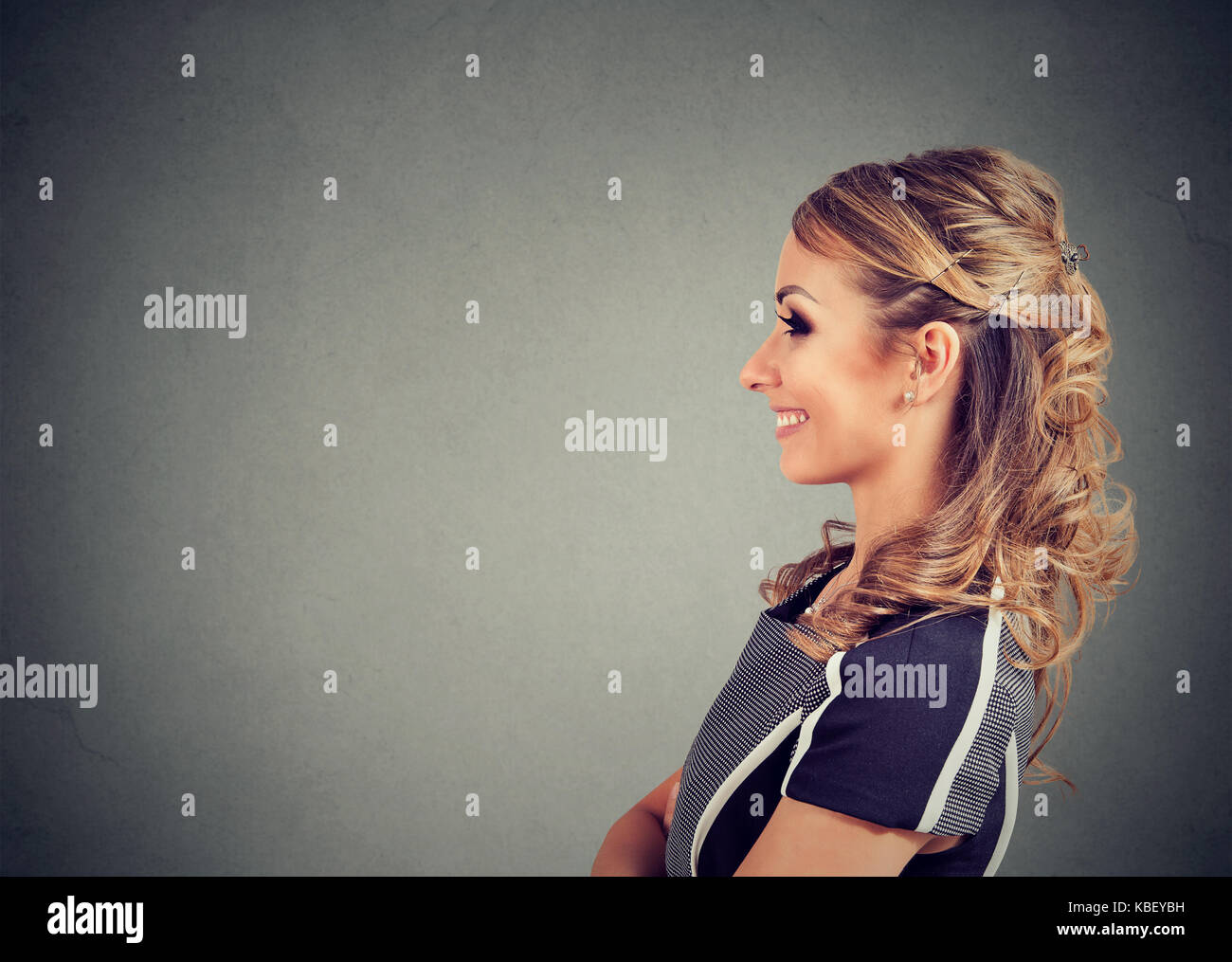 Side profile of a beautiful young woman Stock Photo