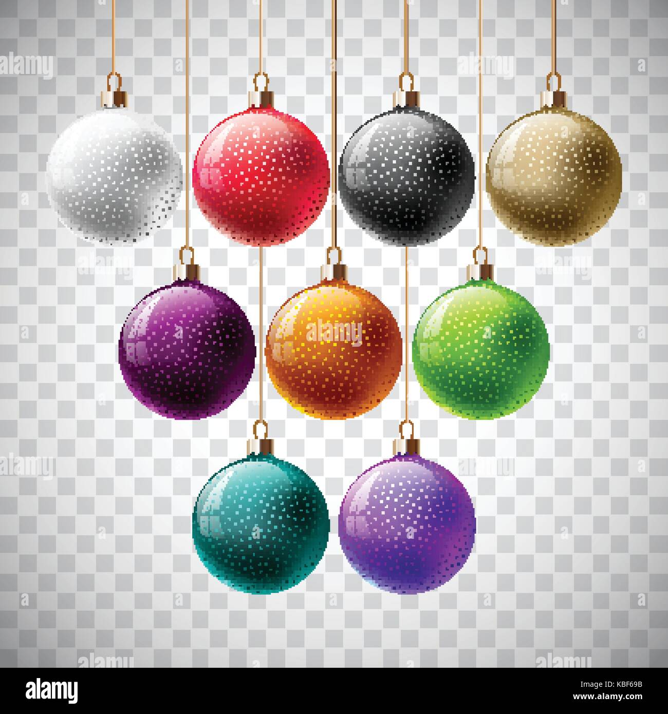 Colorful Vector Christmas Ball Set on a Transparent Background ...