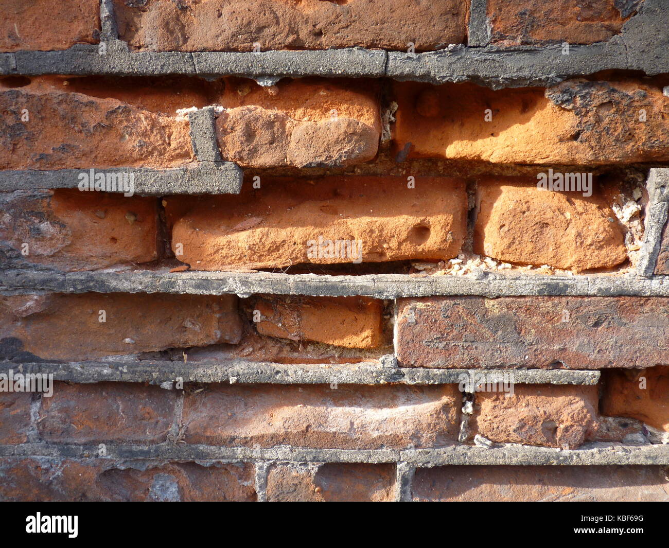 Environmental damage to Brick Walling. Stock Photo