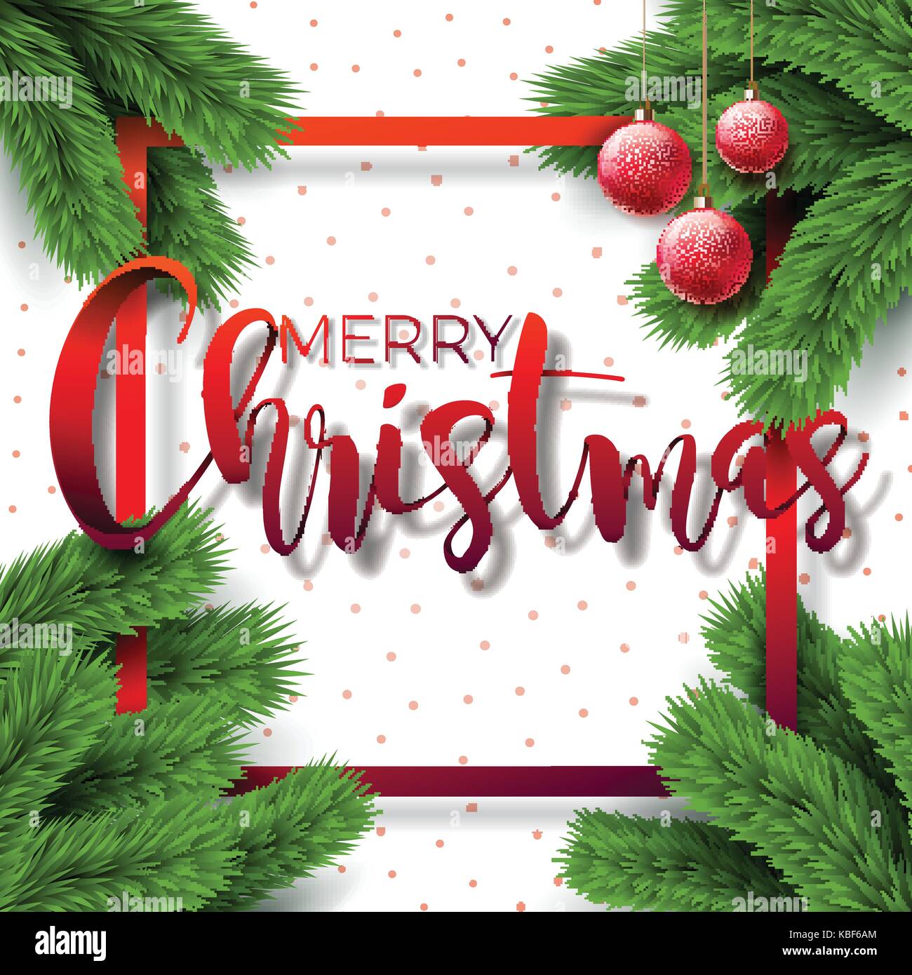 Merry Christmas Illustration on White Background with Typography and ...