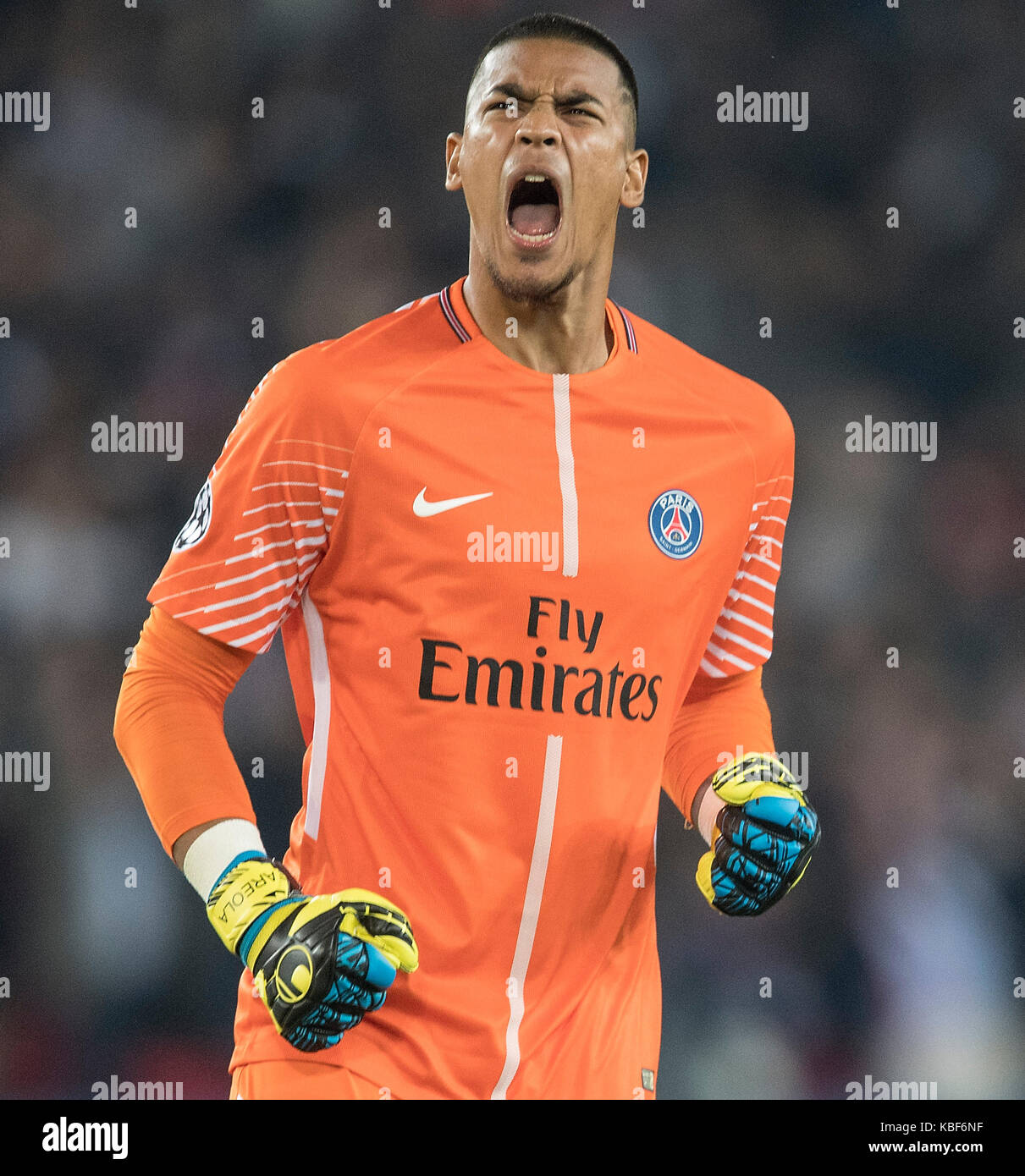 Paris, Frankreich. 27th Sep, 2017. jubilation goalwart Alphonse AREOLA